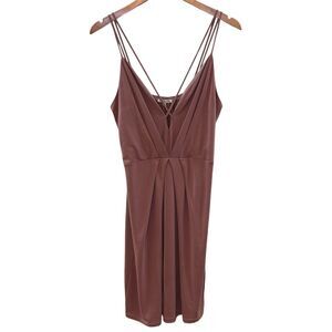 Charlotte Russe Strappy Deep V Mini Dress Mauve Dusty Rose Size Extra Large XL